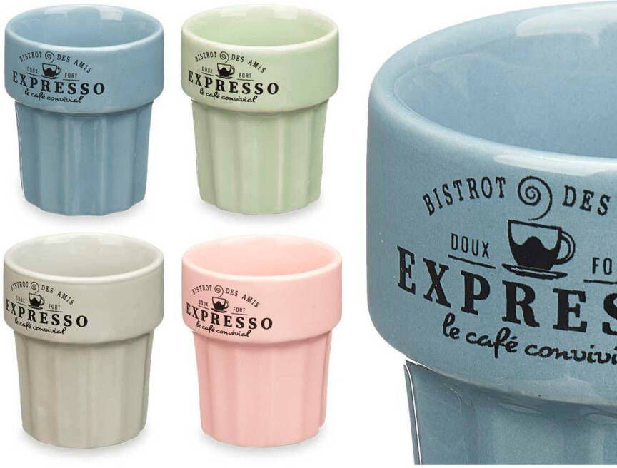 Vessia Espresso koffie kopjes set Italia 12x pastel kleuren mix 80ml Porselein met print Koffie- en theeglaz