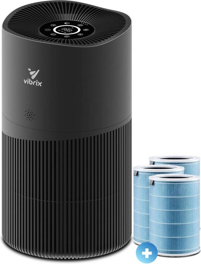 Vibrix PureFlow70 Pro luchtreiniger + 2 extra filter 150 m² Automatische stand + 6-in-1 filtersysteem Luchtkwaliteitsindicator Ionisator Luchtfilter Air purifier met HEPA-filter