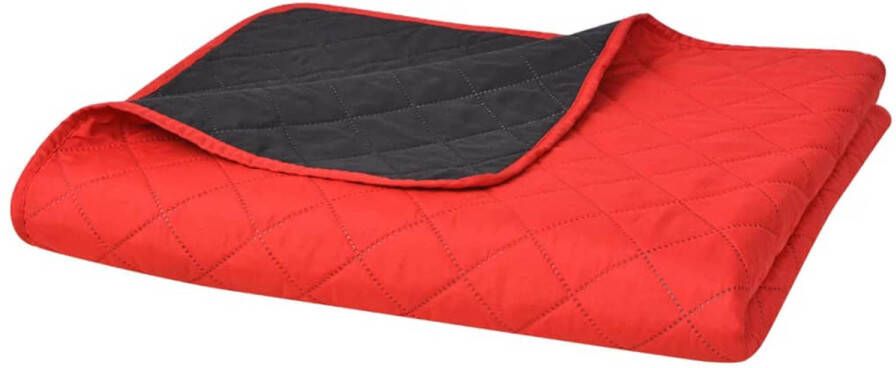 VidaXL 131552 Dubbelzijdig Quilted Bedspread Rood en Zwart 170x210 cm