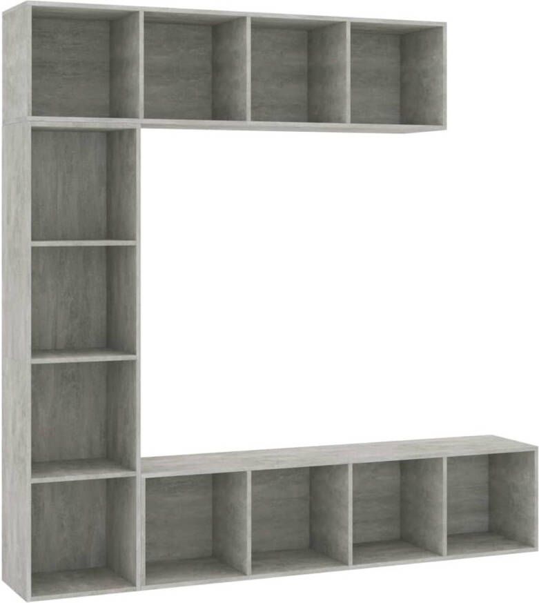 VidaXL 3-delige Boekenkast- tv-meubelset 180x30x180 cm betongrijs