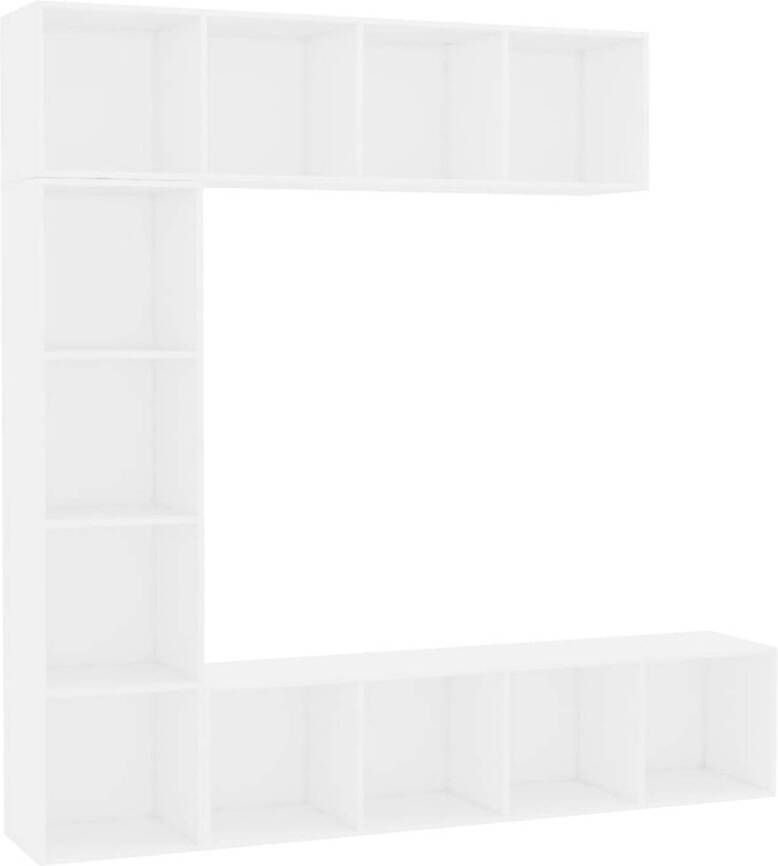 VidaXL 3-delige Boekenkast- tv-meubelset 180x30x180 cm wit