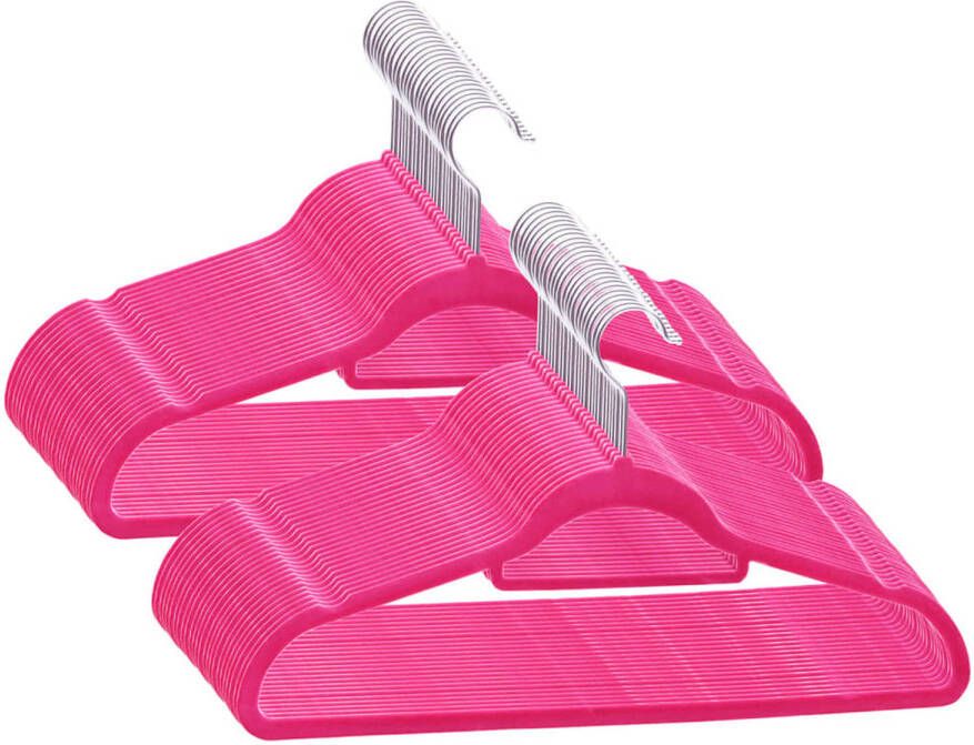 VidaXL 50-delige Kledinghangerset anti-slip fluweel roze