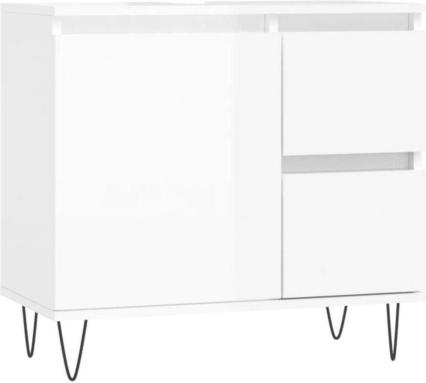 VidaXL Badkamerkast 65x33x60 cm bewerkt hout hoogglans wit