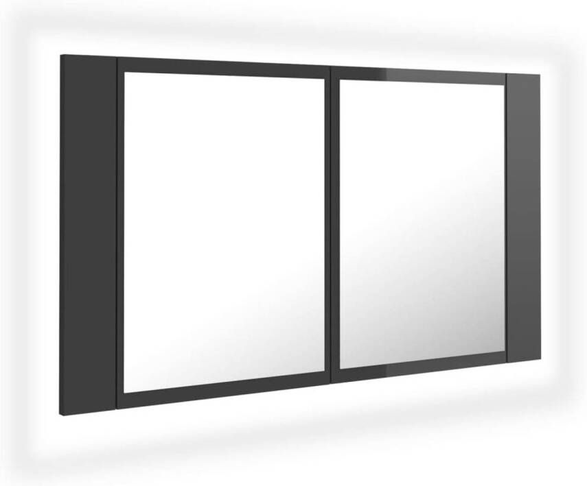 VidaXL Badkamerkast met spiegel en LED 80x12x45 acryl hoogglans grijs