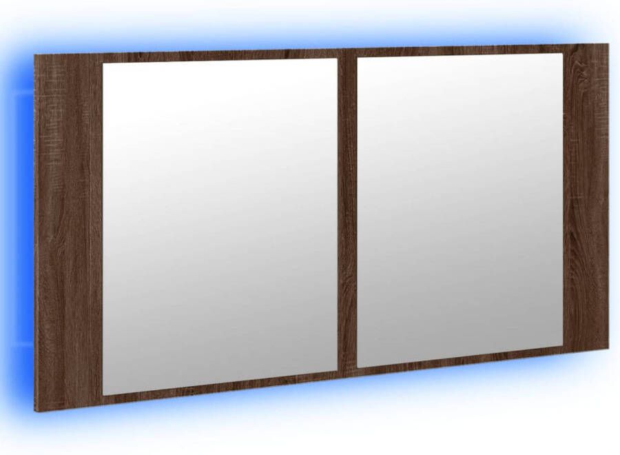 VidaXL Badkamerkast met spiegel en LED 90x12x45 acryl bruineikenkleur