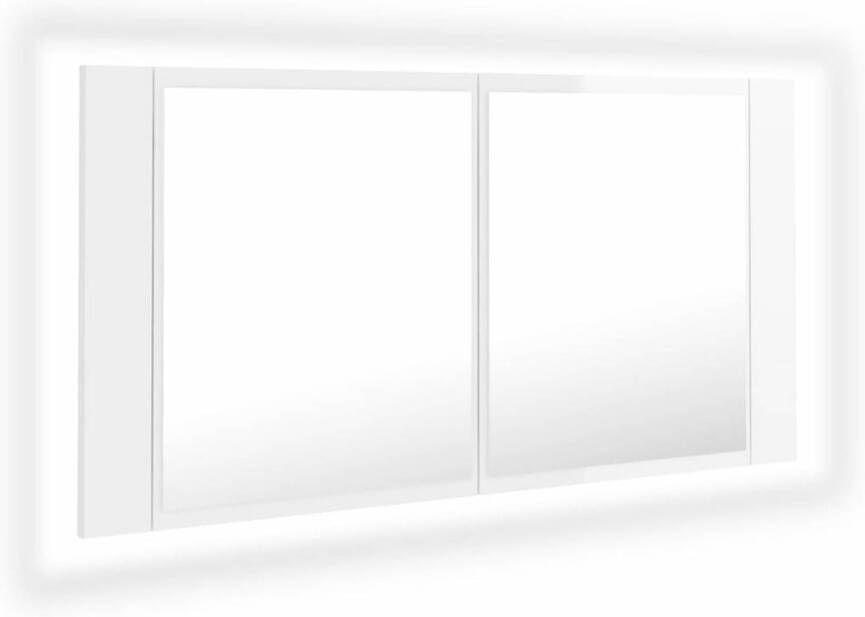 VidaXL Badkamerkast met spiegel en LED 90x12x45 cm acryl hoogglans wit