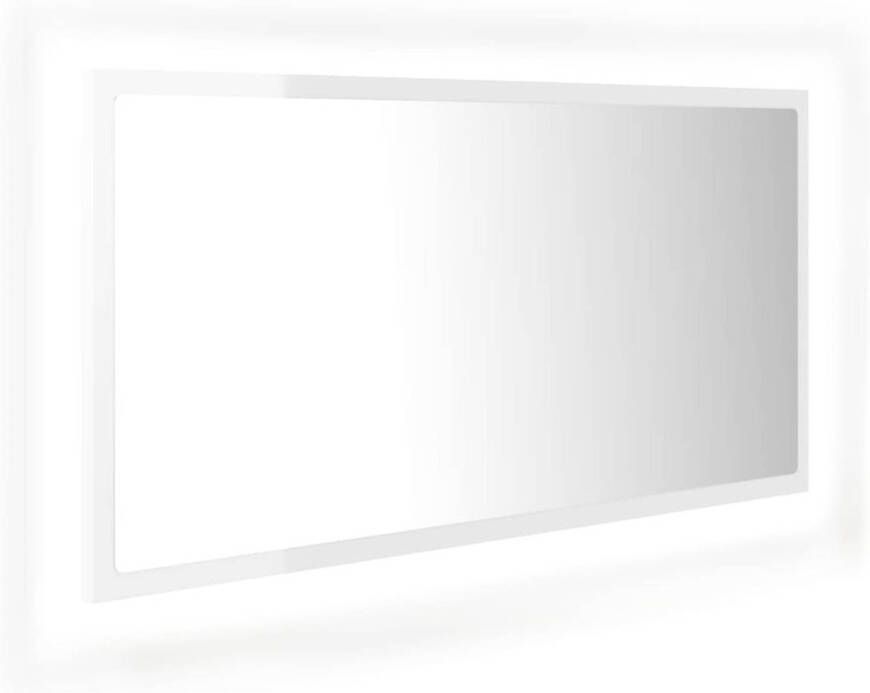 VidaXL Badkamerspiegel LED 90x8 5x37 cm spaanplaat hoogglans wit