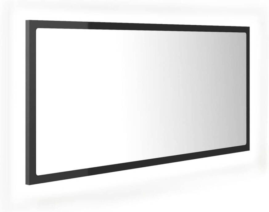 VidaXL Badkamerspiegel LED 90x8 5x37 cm spaanplaat hoogglans grijs