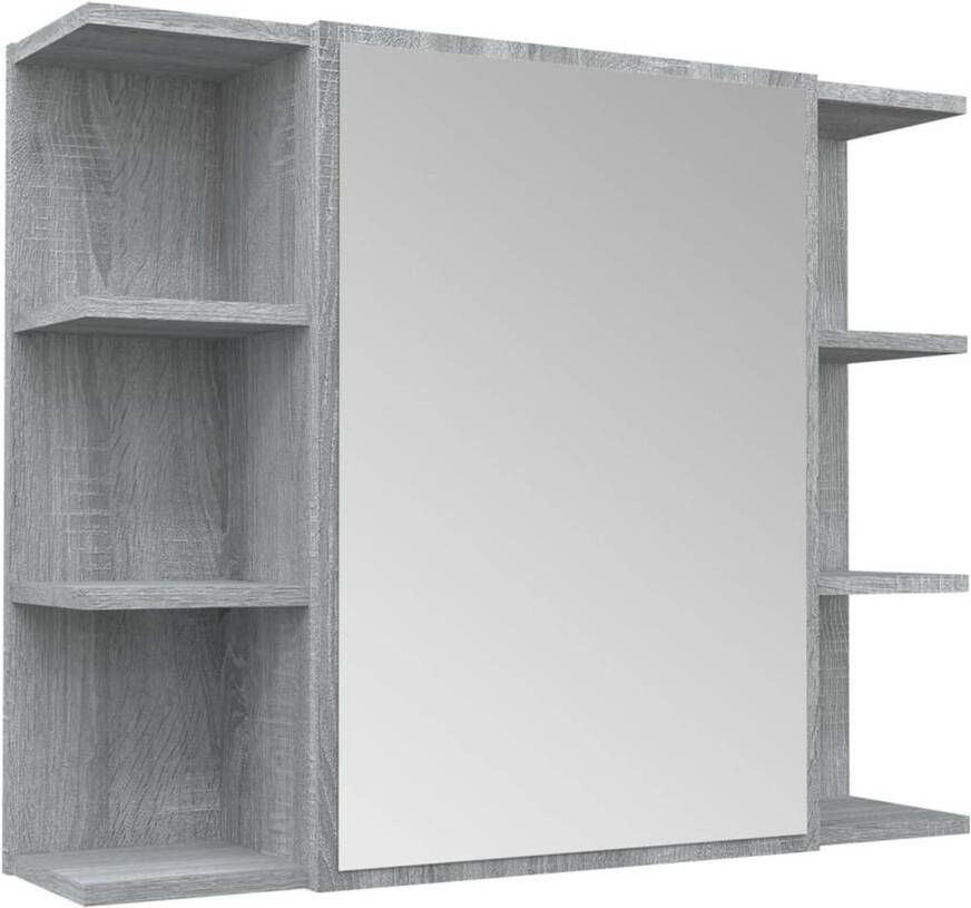 VidaXL Badkamerspiegelkast 80x20 5x64 cm bewerkt hout grijs sonoma