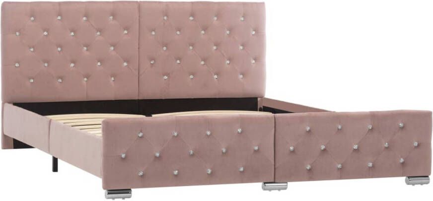 VidaXL Bedframe fluweel roze 160x200 cm