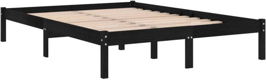 VidaXL Bedframe massief hout zwart 150x200 cm