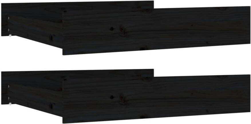 VidaXL Bedlades 2 st massief grenenhout zwart