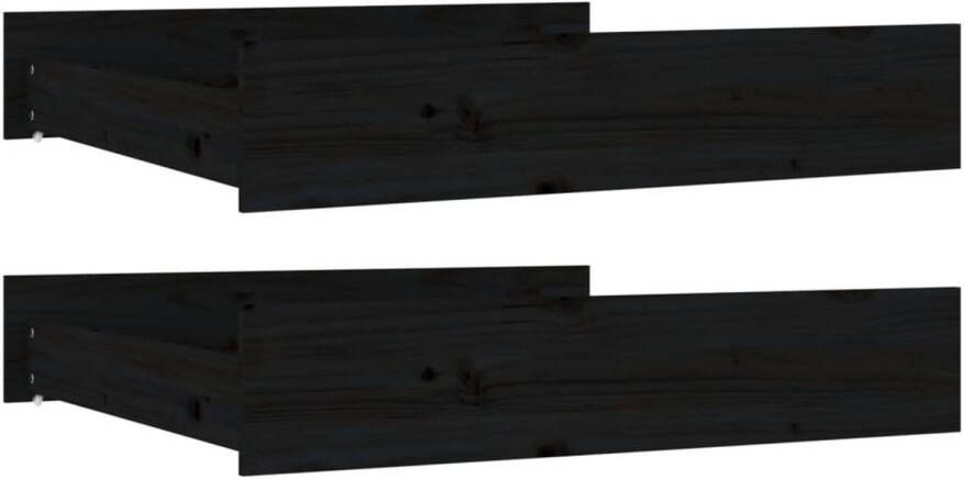 VidaXL Bedlades 2 st massief grenenhout zwart