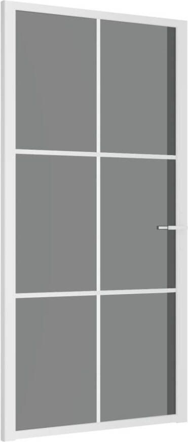 VidaXL Binnendeur 102 5x201 5 cm ESG-glas en aluminium wit