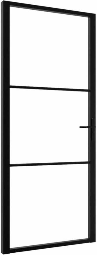 VidaXL -Binnendeur-102 5x201 5-cm-ESG-glas-en-aluminium-zwart