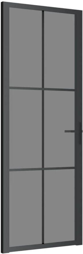 VidaXL Binnendeur 76x201 5 cm ESG-glas en aluminium zwart