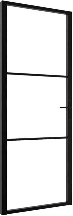 VidaXL Binnendeur 76x201 5 cm ESG-glas en aluminium zwart