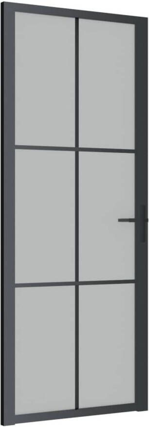 VidaXL Binnendeur 83x201 5 cm matglas en aluminium zwart