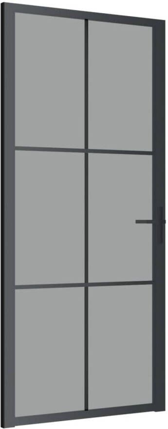 VidaXL Binnendeur 93x201 5 cm ESG-glas en aluminium zwart