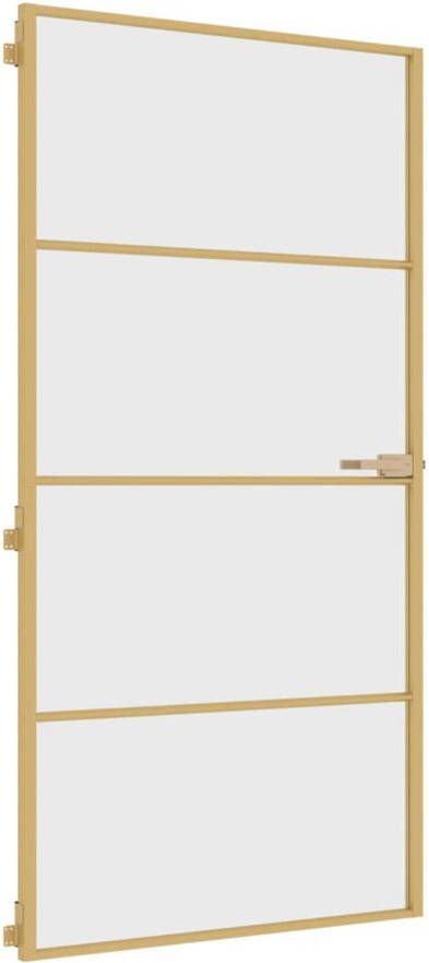 VidaXL Binnendeur smal 102 5x201 5 cm gehard glas en aluminium goud