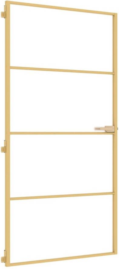 VidaXL Binnendeur smal 102 5x201 5 cm gehard glas en aluminium goud