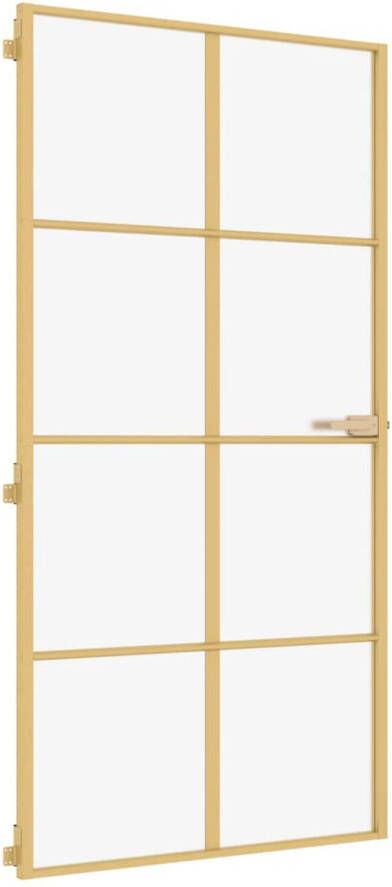 VidaXL Binnendeur smal 102 5x201 5 cm gehard glas en aluminium goud