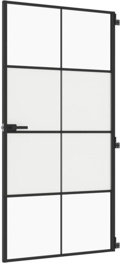 VidaXL Binnendeur smal 102 5x201 5 cm gehard glas en aluminium zwart