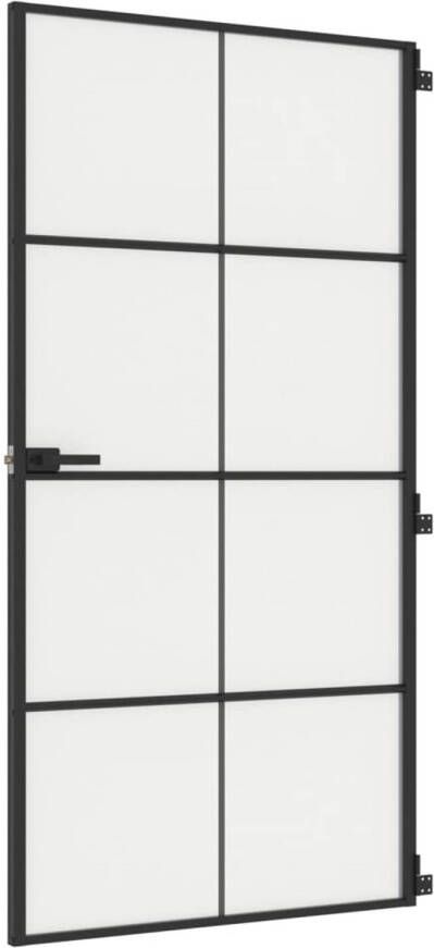 VidaXL Binnendeur smal 102 5x201 5 cm gehard glas en aluminium zwart