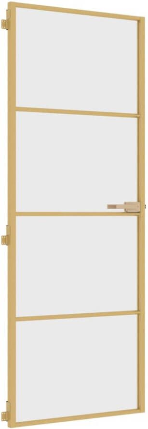 VidaXL Binnendeur smal 76x201 5 cm gehard glas en aluminium goudkleur