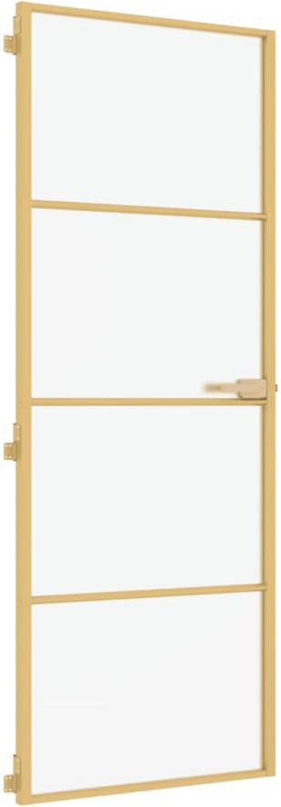 VidaXL Binnendeur smal 76x201 5 cm gehard glas en aluminium goudkleur