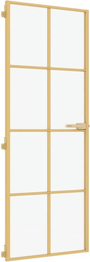 VidaXL Binnendeur smal 76x201 5 cm gehard glas en aluminium goudkleur