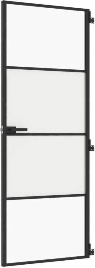 VidaXL Binnendeur smal 76x201 5 cm gehard glas en aluminium zwart