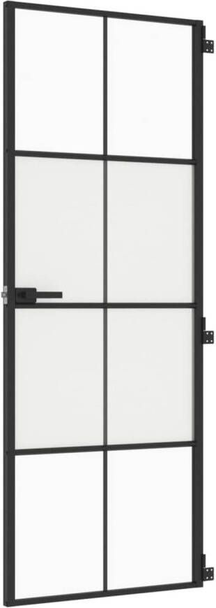 VidaXL Binnendeur smal 76x201 5 cm gehard glas en aluminium zwart