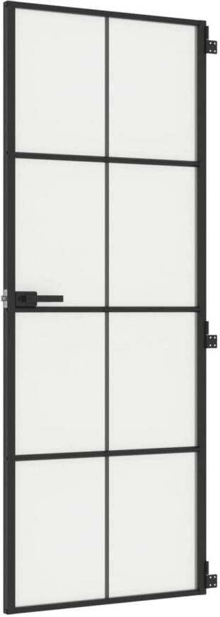 VidaXL Binnendeur smal 76x201 5 cm gehard glas en aluminium zwart