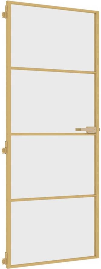 VidaXL Binnendeur smal 83x201 5 cm gehard glas en aluminium goudkleur