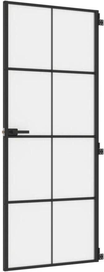 VidaXL Binnendeur smal 83x201 5 cm gehard glas en aluminium zwart