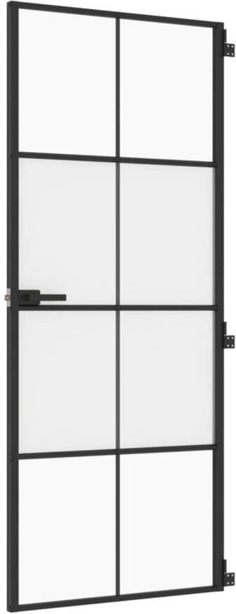 VidaXL Binnendeur smal 83x201 5 cm gehard glas en aluminium zwart