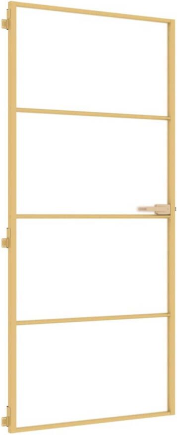 VidaXL Binnendeur smal 93x201 5 cm gehard glas en aluminium goudkleur