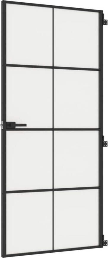 VidaXL Binnendeur smal 93x201 5 cm gehard glas en aluminium zwart