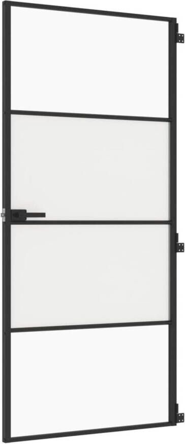 VidaXL Binnendeur smal 93x201 5 cm gehard glas en aluminium zwart