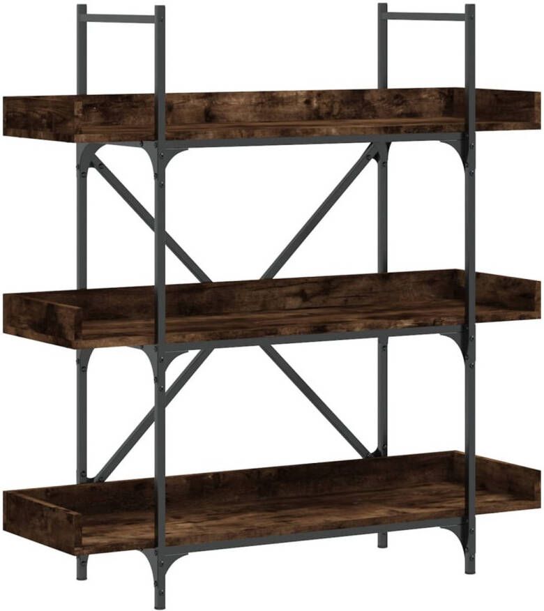 VidaXL Boekenkast 3-laags 100x33x108 5 cm bewerkt hout gerookt eiken