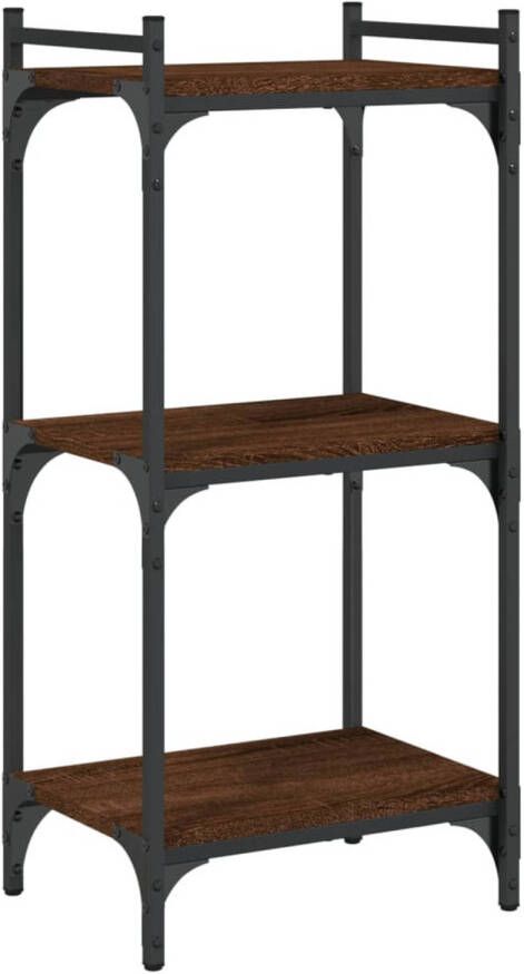 VidaXL Boekenkast 3-laags 40x30x86 cm bewerkt hout bruin eikenkleur