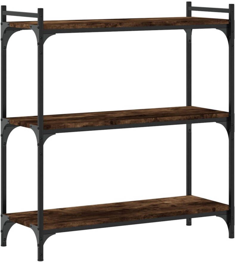 VidaXL Boekenkast 3-laags 80x30x86 cm bewerkt hout gerookt eikenkleur