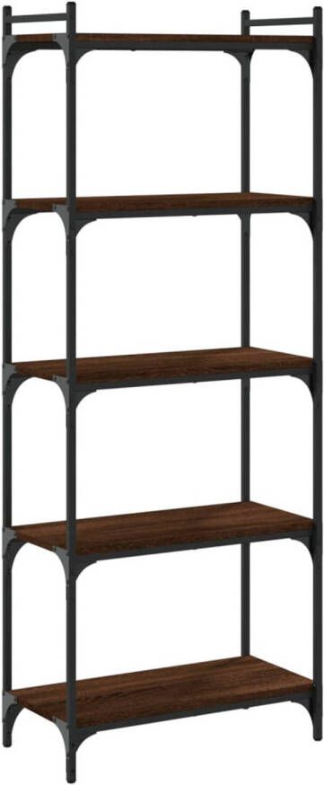 VidaXL Boekenkast 5-laags 60x30x154 cm bewerkt hout bruin eikenkleur