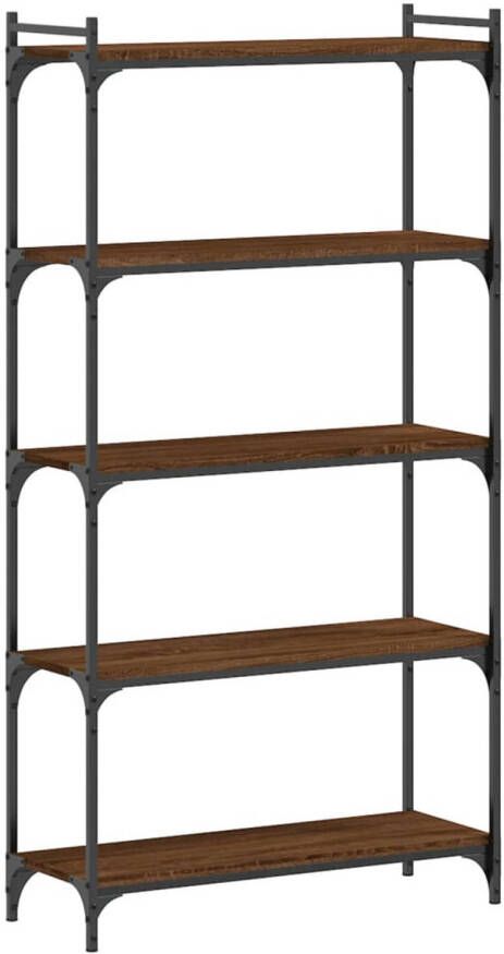 VidaXL Boekenkast 5-laags 80x30x154 cm bewerkt hout bruin eikenkleur