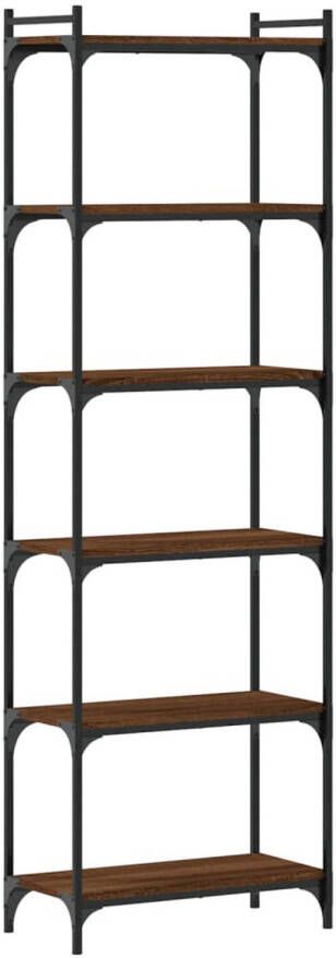 VidaXL Boekenkast 6-laags 60x30x188 cm bewerkt hout bruin eikenkleur