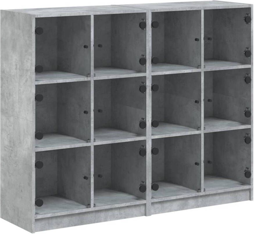 VidaXL Boekenkast met deuren 136x37x109 cm bewerkt hout betongrijs