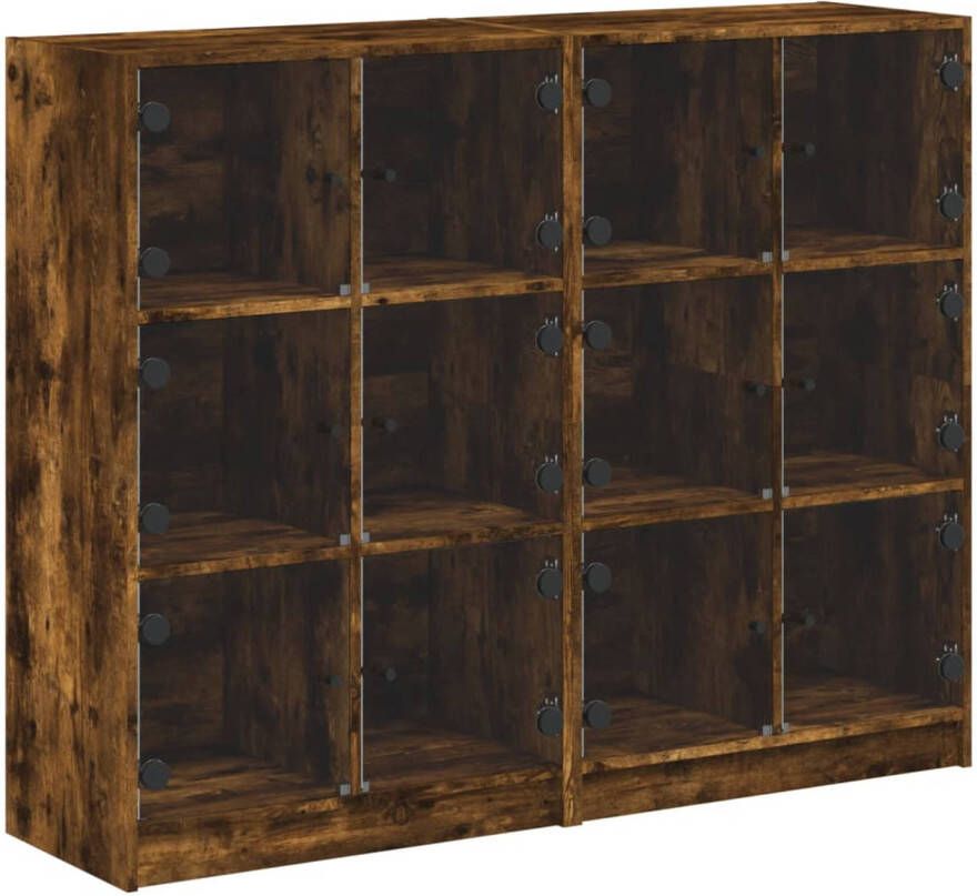 VidaXL Boekenkast met deuren 136x37x109 cm hout gerookt eikenkleurig