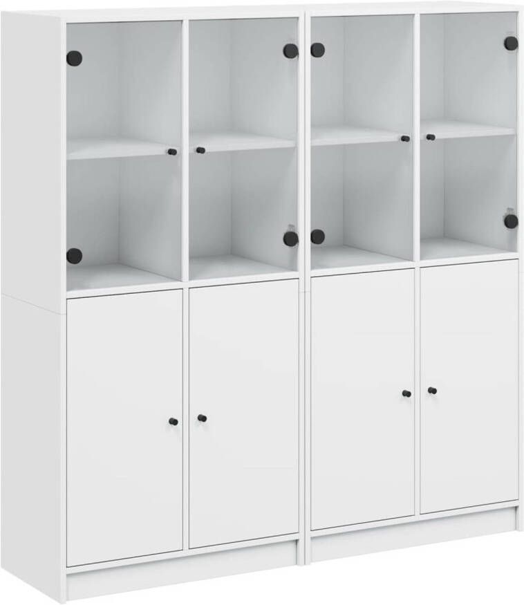 VidaXL Boekenkast met deuren 136x37x142 cm bewerkt hout wit