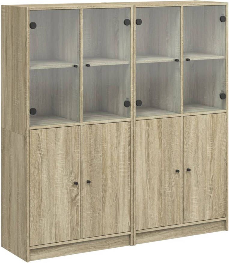 VidaXL Boekenkast met deuren 136x37x142 cm hout sonoma eikenkleurig